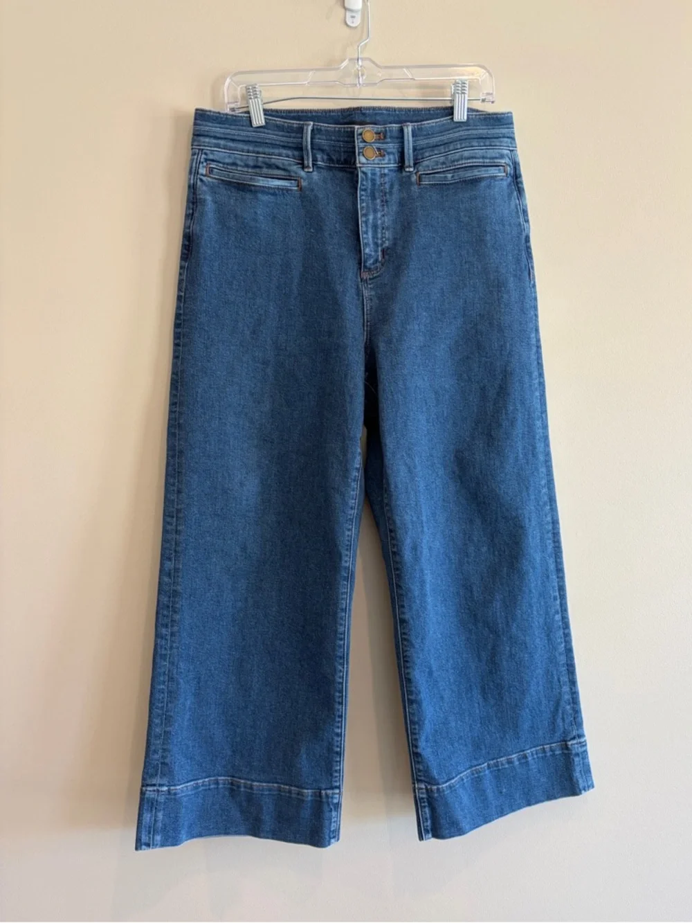 Popular “The Wide Leg “ Cropped Sailor Jeans by ANN TAYLOR. Size 12 - Picture 3 of 10